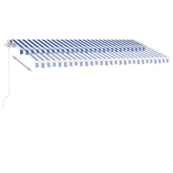 Standmarkise Manuell Einziehbar 450x300 cm Blau/Weiß
