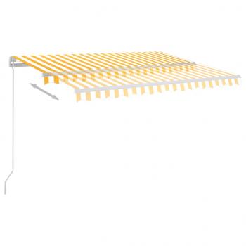 Markise Manuell Einziehbar mit LED 3x2,5 m Gelb und Weiß