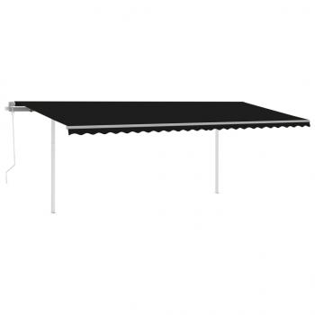 Markise Manuell Einziehbar mit Pfosten 3,5x2,5 m Anthrazit