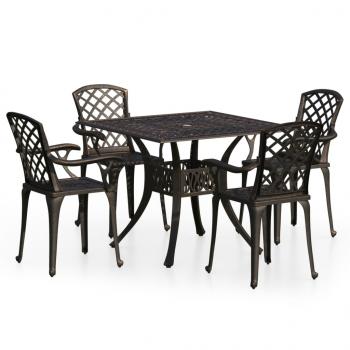 5-tlg. Bistro-Set Aluminiumguss Bronzen