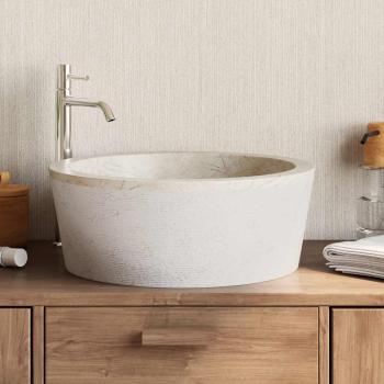 Waschbecken Creme Ø40x15 cm Marmor