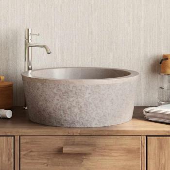 Waschbecken Grau Ø40x15 cm Marmor