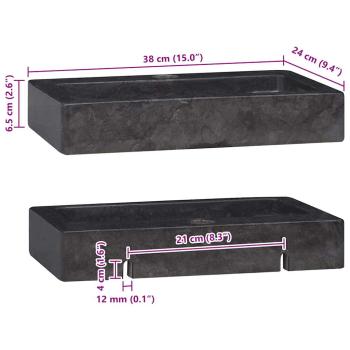 Wandwaschbecken Schwarz 38x24x6,5 cm Marmor