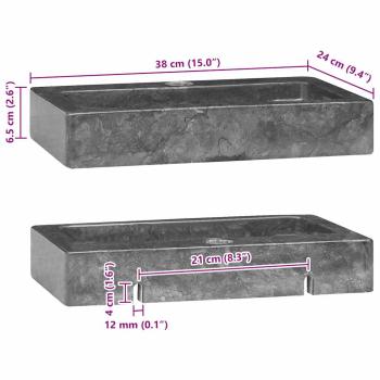 Wandwaschbecken Grau 38x24x6,5 cm Marmor