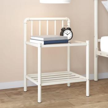 ARDEBO.de - Nachttisch Weiß Transparent 45x34,5x62,5 cm Metall und Glas
