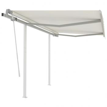 ARDEBO.de - Markise Manuell Einziehbar mit Pfosten 3,5x2,5 m Creme