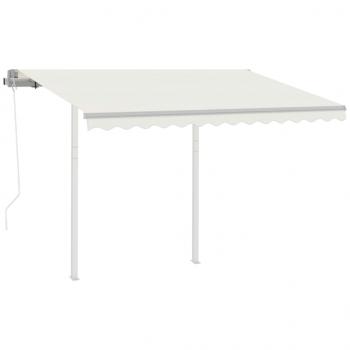 Markise Automatisch Einziehbar mit Pfosten 3,5x2,5 m Creme