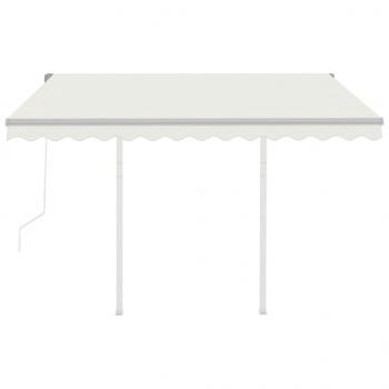 Markise Automatisch Einziehbar mit Pfosten 3,5x2,5 m Creme