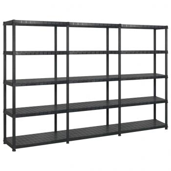 ARDEBO.de - Lagerregal mit 5 Böden Schwarz 274,5x45,7x185 cm Kunststoff