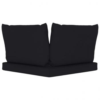Garten-Palettensofa 2-Sitzer mit Kissen in Schwarz Kiefernholz
