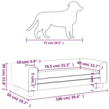Hundebett mit Verlängerung Hellgrau 100x50x30 cm Samt