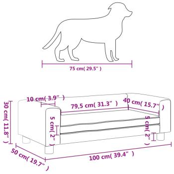 Hundebett mit Verlängerung Braun 100x50x30 cm Samt