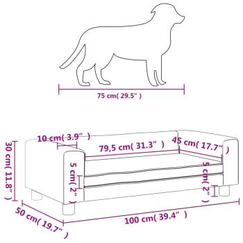 Hundebett mit Verlängerung Grau 100x50x30 cm Kunstleder