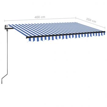 Markise Automatisch Einziehbar 400x350 cm Blau und Weiß