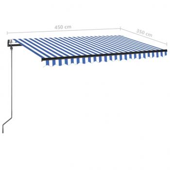 Markise Automatisch Einziehbar 450x350 cm Blau und Weiß