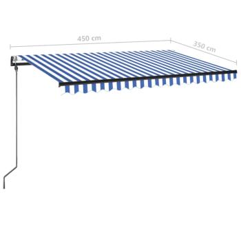 Markise Automatisch Einziehbar 450x350 cm Blau und Weiß