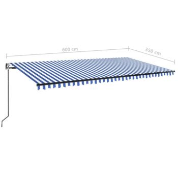 Markise Automatisch Einziehbar 600x350 cm Blau und Weiß