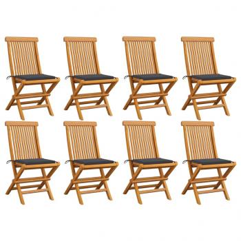 ARDEBO.de - Gartenstühle mit Anthrazit Kissen 8 Stk. Massivholz Teak