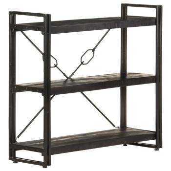 ARDEBO.de - Bücherregal 3 Fächer Schwarz 90x30x80 cm Mango Massivholz