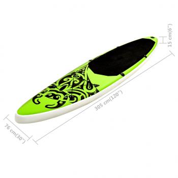 Aufblasbares Stand Up Paddle Board Set 305x76x15 cm Grün