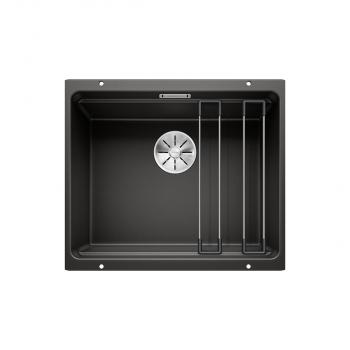 ARDEBO.de Blanco Etagon 500-U Granitspüle, ohne Ablauffernbedienung, mit Zubehör, SILGRANIT PuraDur, schwarz (525887)