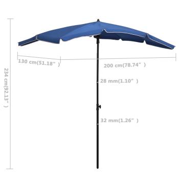 ARDEBO.de - Sonnenschirm mit Mast 200x130 cm Azurblau