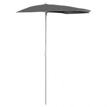 Halb-Sonnenschirm mit Mast 180x90 cm Anthrazit