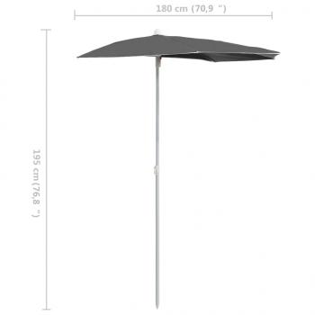 Halb-Sonnenschirm mit Mast 180x90 cm Anthrazit