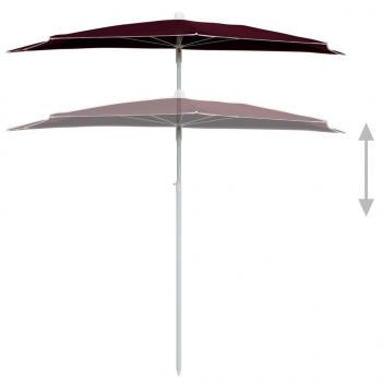 Halb-Sonnenschirm mit Mast 180x90 cm Bordeauxrot