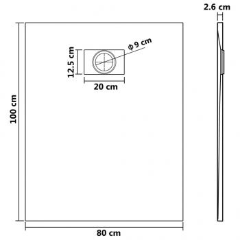 Duschwanne SMC Grau 100x80 cm