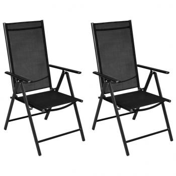 3-tlg. Bistro-Set Aluminium und Textilene Schwarz