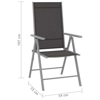 5-tlg. Garten-Essgruppe Aluminium und Textilene Silbern