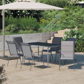ARDEBO.de - 7-tlg. Garten-Essgruppe Stahl Anthrazit