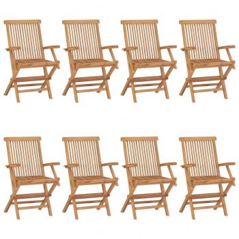 Gartenstühle mit Anthrazit Kissen 8 Stk. Massivholz Teak