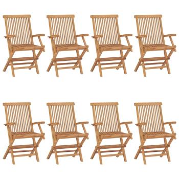 Gartenstühle mit Grauen Kissen 8 Stk. Massivholz Teak