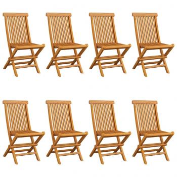 Gartenstühle mit Anthrazit Kissen 8 Stk. Massivholz Teak