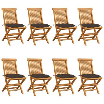ARDEBO.de - Gartenstühle mit Taupe Kissen 8 Stk. Massivholz Teak