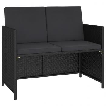 6-tlg. Garten-Essgruppe mit Auflagen Poly Rattan Schwarz