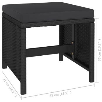 6-tlg. Garten-Essgruppe mit Auflagen Poly Rattan Schwarz