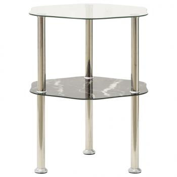 ARDEBO.de - Beistelltisch mit 2 Ablagen Transparent 38x38x50 cm Hartglas