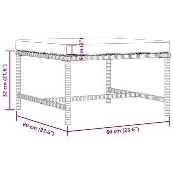 Modular-Fußhocker mit Kissen Schwarz Poly Rattan