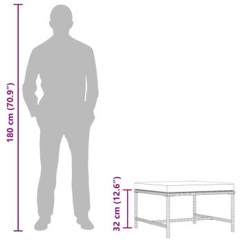 Modular-Fußhocker mit Kissen Schwarz Poly Rattan