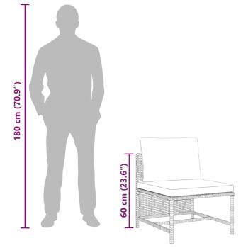 Modular-Mittelsofa mit Kissen Schwarz Poly Rattan