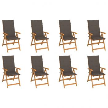 ARDEBO.de - Verstellbare Gartenstühle mit Auflagen 8 Stk. Massivholz Teak