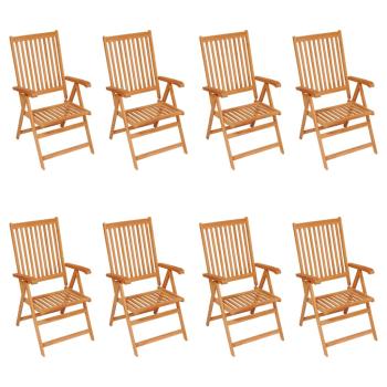 Verstellbare Gartenstühle mit Auflagen 8 Stk. Massivholz Teak