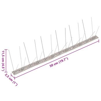 20-tlg. Taubenabwehr Spikes-Set Edelstahl 10 m 4-reihig