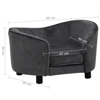 Hundesofa Dunkelgrau 69x49x40 cm Plüsch   