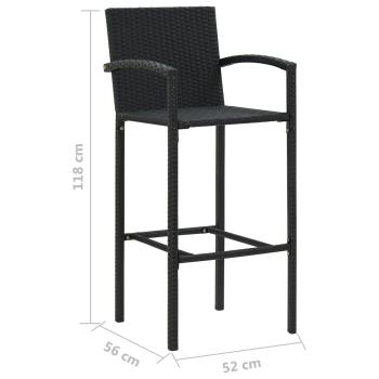 5-tlg. Gartenbar-Set Poly Rattan Schwarz