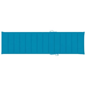 Sonnenliegen 2 Stk. mit Auflagen Blau Massivholz Teak