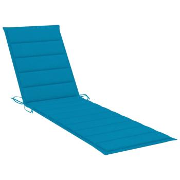 Sonnenliegen 2 Stk. mit Auflagen Blau Massivholz Teak